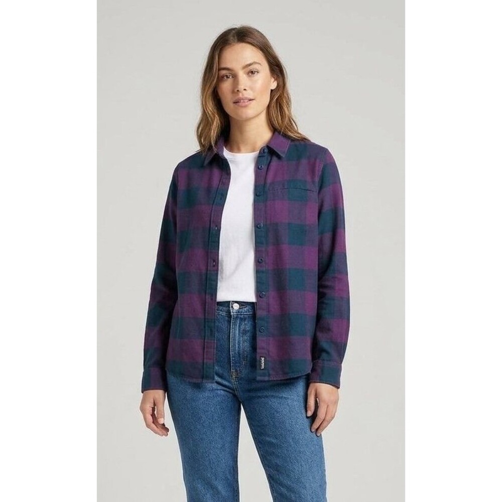 Lululemon Women’s Purple And Blue Plaid Long Sleeve Shirt Size 4